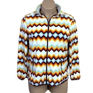 XL Womens Fleece Southwestern Print Jacket Long Sleeve Coat Zip Closure